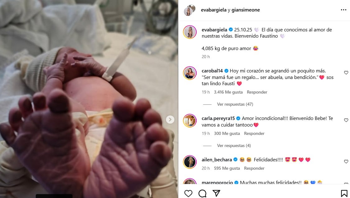 Eva Bargiela celebró la llegada de Faustino