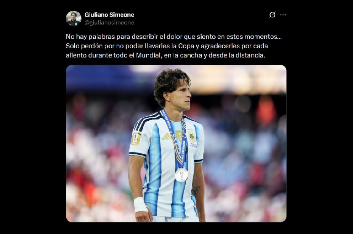 El mensaje de Giuliano Simeone a los hinchas argentinos: