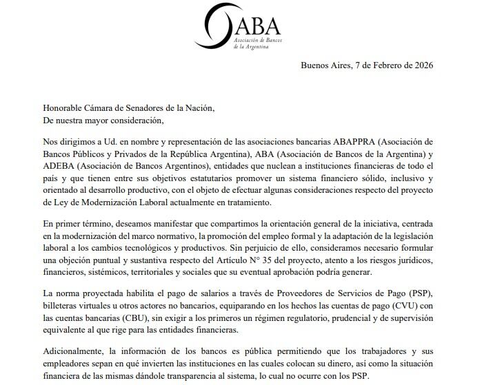 Carta de ABA al Senado