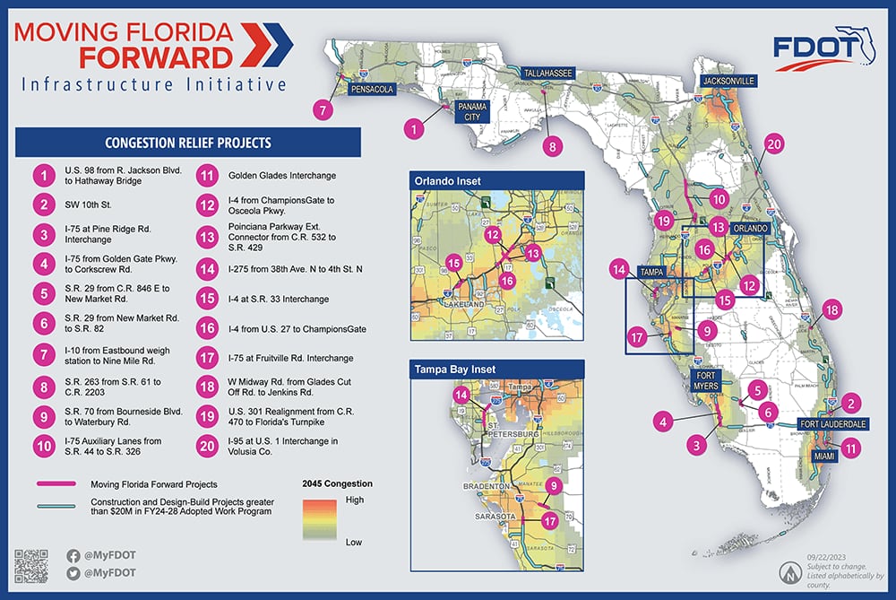 Las obras que forman parte del proyecto Moving Florida Forward