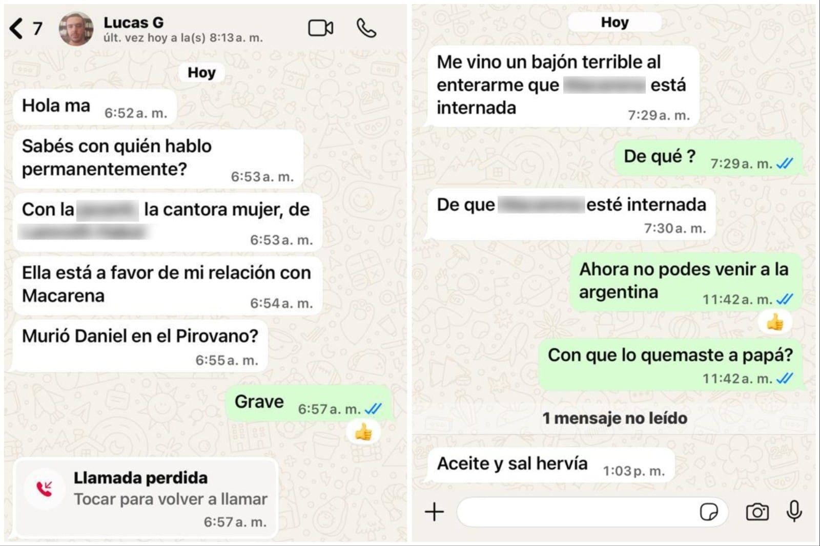 Los chats de un profesor de francés que confesó cómo quemó a su padre en su departamento de Recoleta
