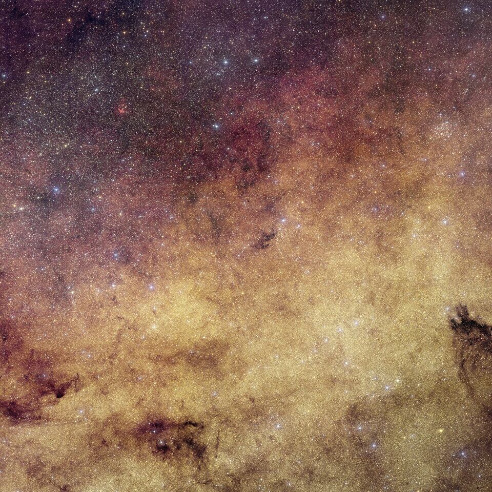 Vista detallada del centro de la galaxia captada por Euclid, con millones de estrellas y regiones de gas y polvo interestelar