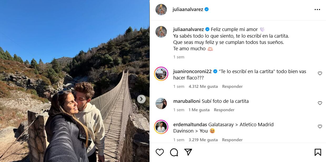 El tierno posteo que le dedicó Julián en sus redes
