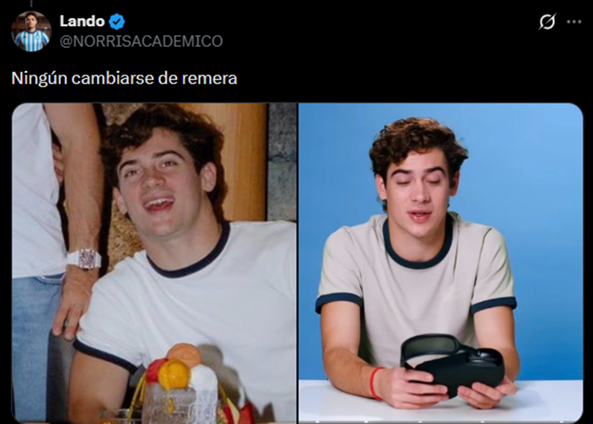 Un fan se dio cuenta que Colapinto había participado de una entrevista con la misma ropa