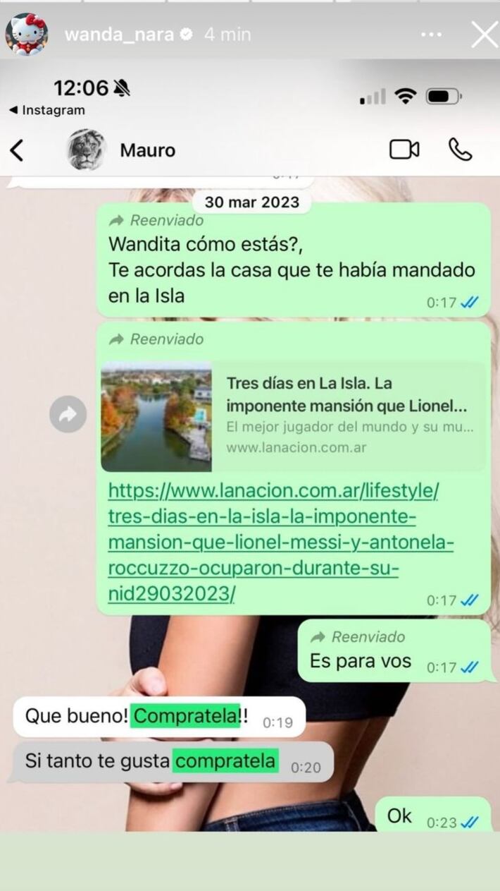 El chat privado entre Wanda e Icardi que revela la intención del futbolista de adquirir la propiedad