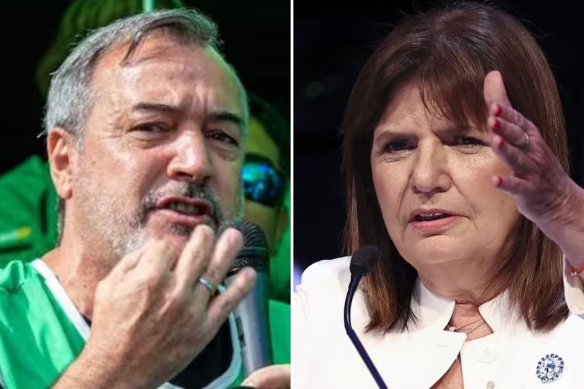 El secretario general de ATE, Rodolfo Aguiar; y la ministra de Seguridad, Patricia Bullrich