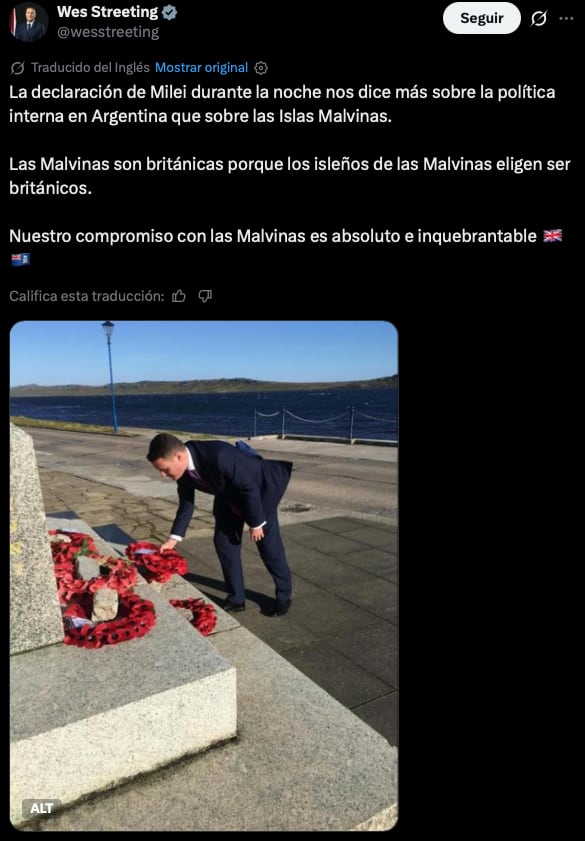 La respuesta de Wes Steeting al discurso de Milei