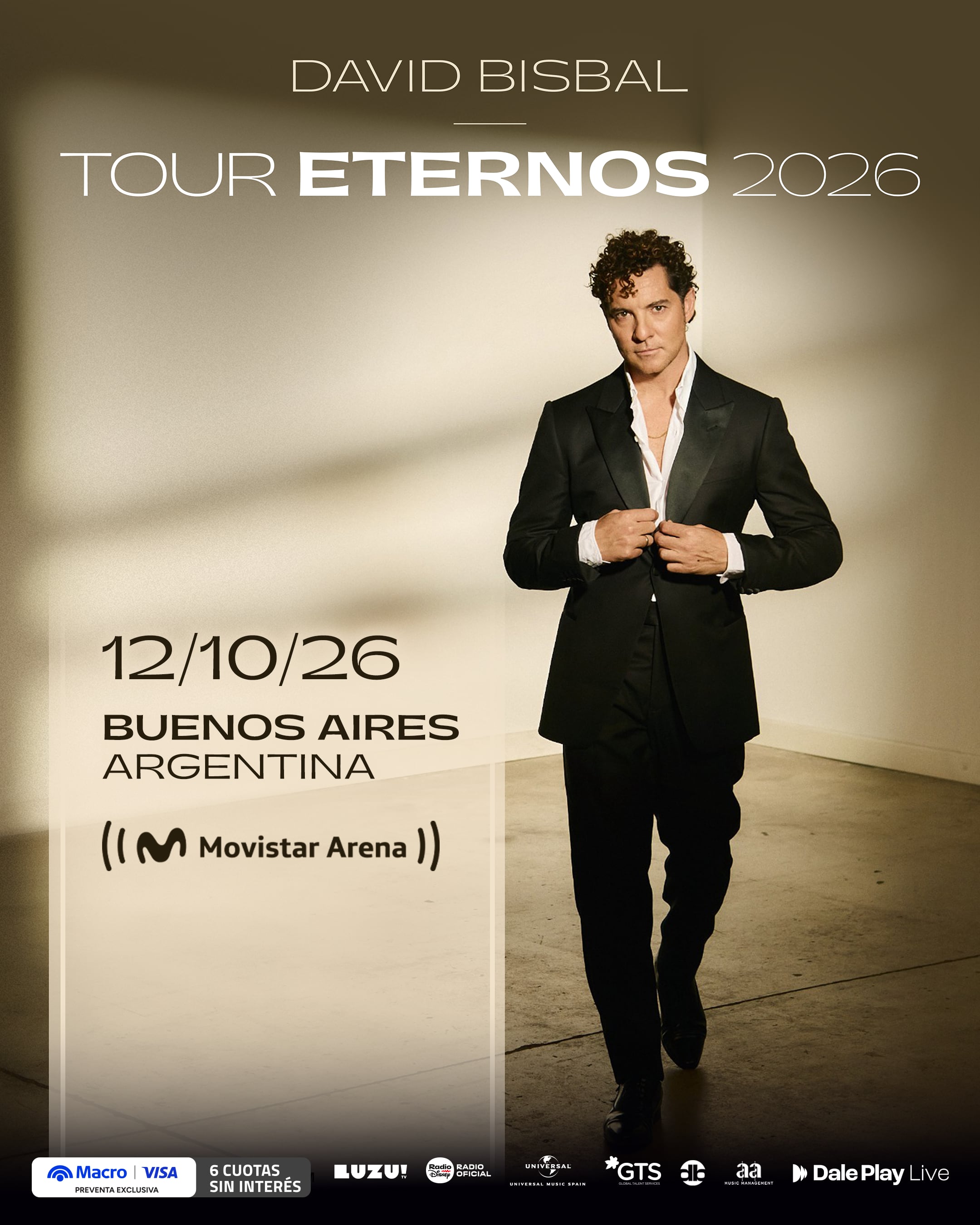 David Bisbal en Argentina: cuándo toca, cuánto cuestan las entradas y cómo comprarlas en cuotas sin interés