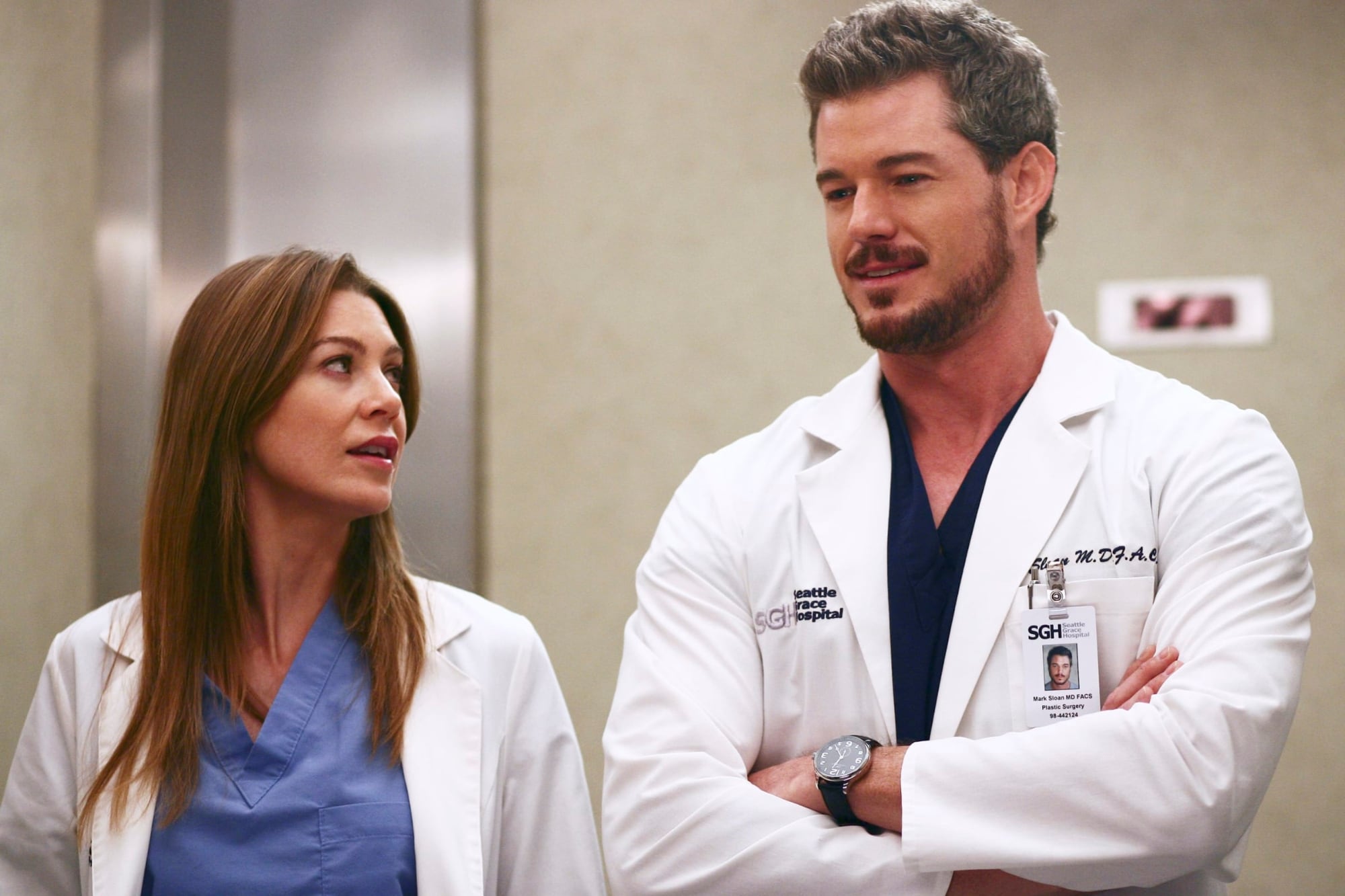 Eric Dane, junto a Ellen Pompeo, en el programa que lo lanzó al estrellato