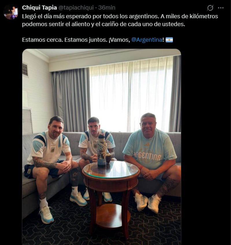 El tweet de Claudio Chiqui Tapia de cábala en la previa de la final