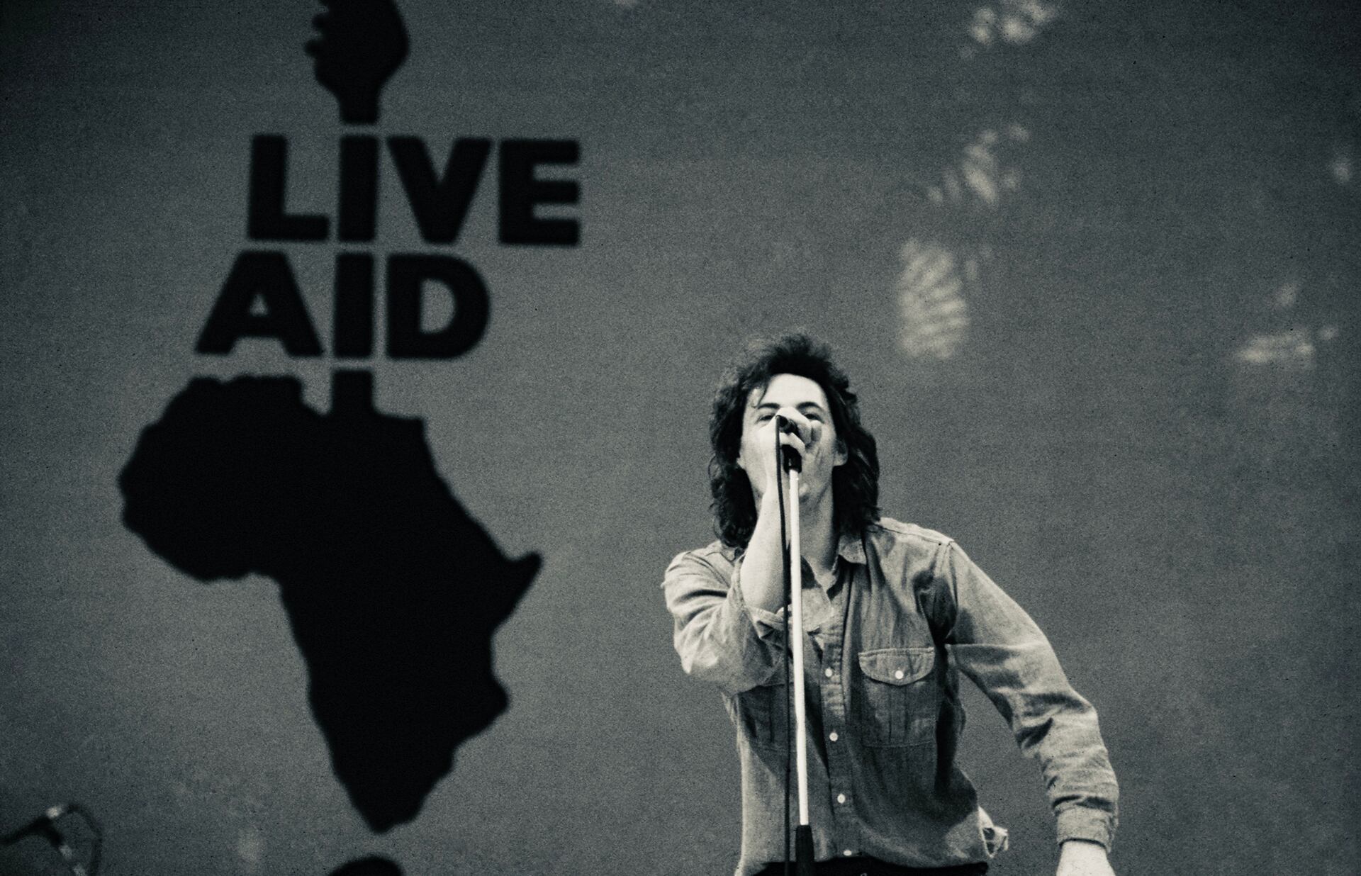Bob Geldof, cantante de la banda the Boomtown Rats y creador de Live Aid, en el concierto benefico que se llevó a cabo el 13 de julio de 1985