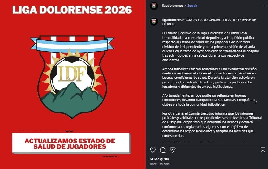 Violencia en una liga de fútbol cordobesa: dos jugadores debieron ser hospitalizados.