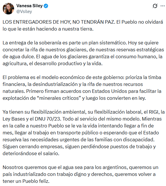 El posteo de la diputada nacional por Fuerza Patria