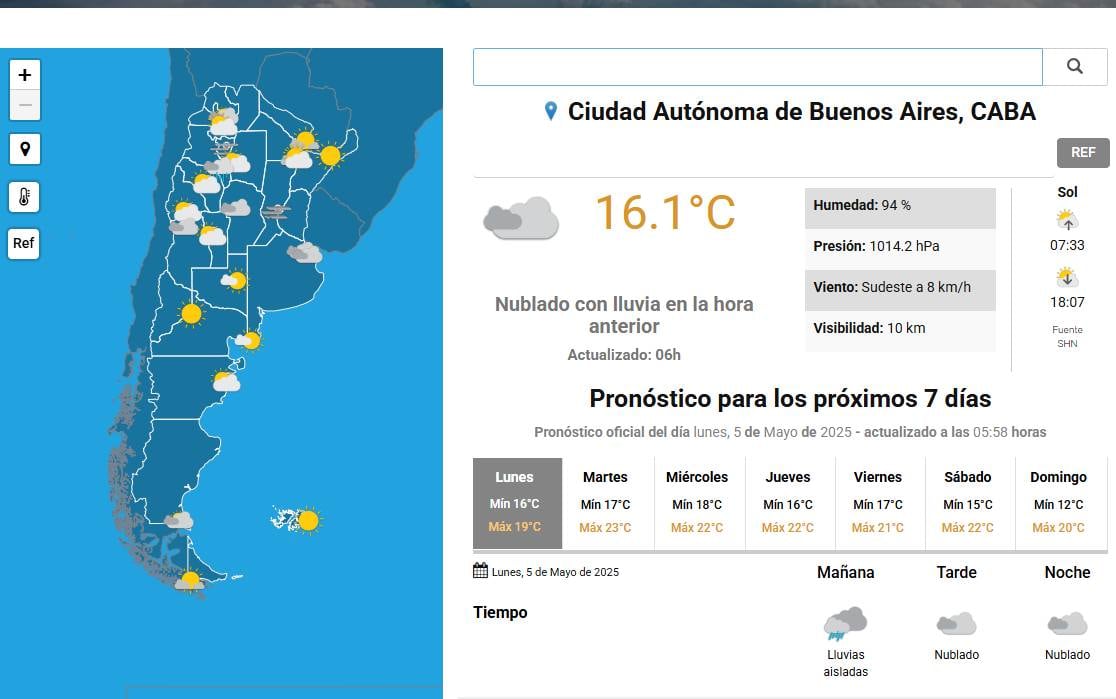 Mapa en vivo de las tormentas en Buenos Aires hoy: hasta cuándo seguirán las lluvias.