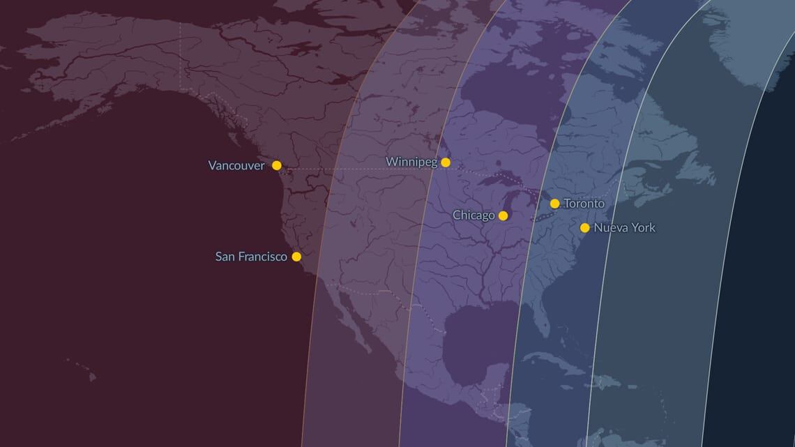 En el oeste de EE.UU. se verá el eclipse en su totalidad (Foto/Starwalk.space)