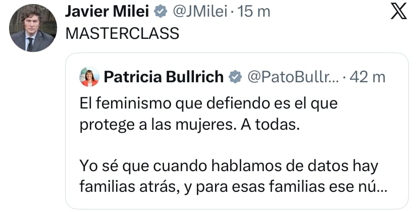 El respaldo de Javier Milei