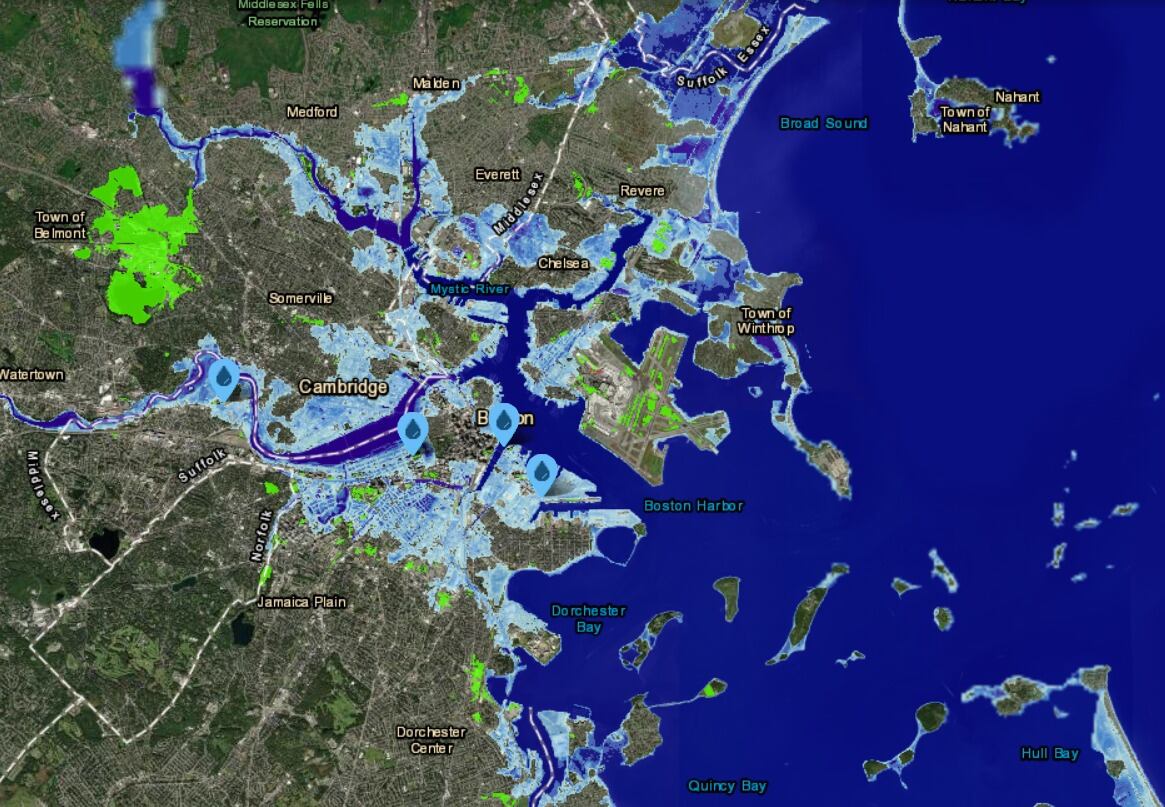 Prácticamente un tercio de la ciudad de Boston quedaría tapada por el agua