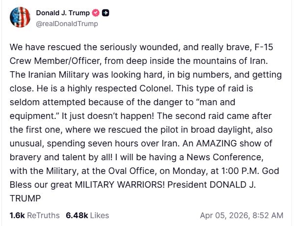 El posteo de Trump en Truth