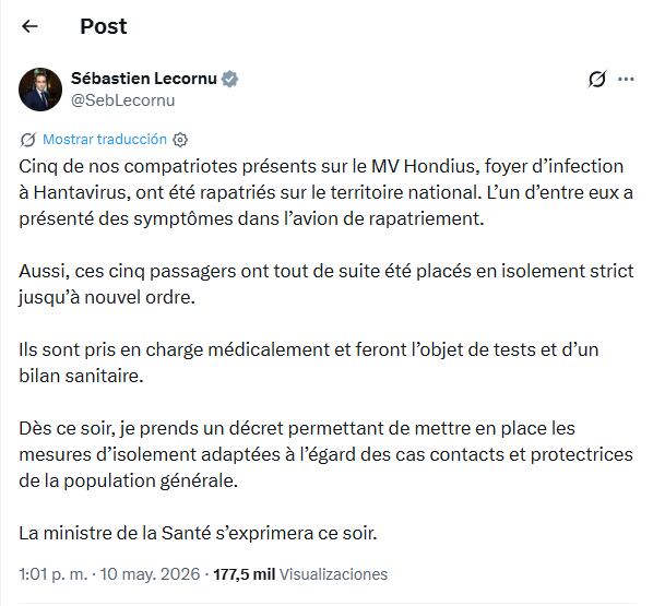 El posteo del premier francés
