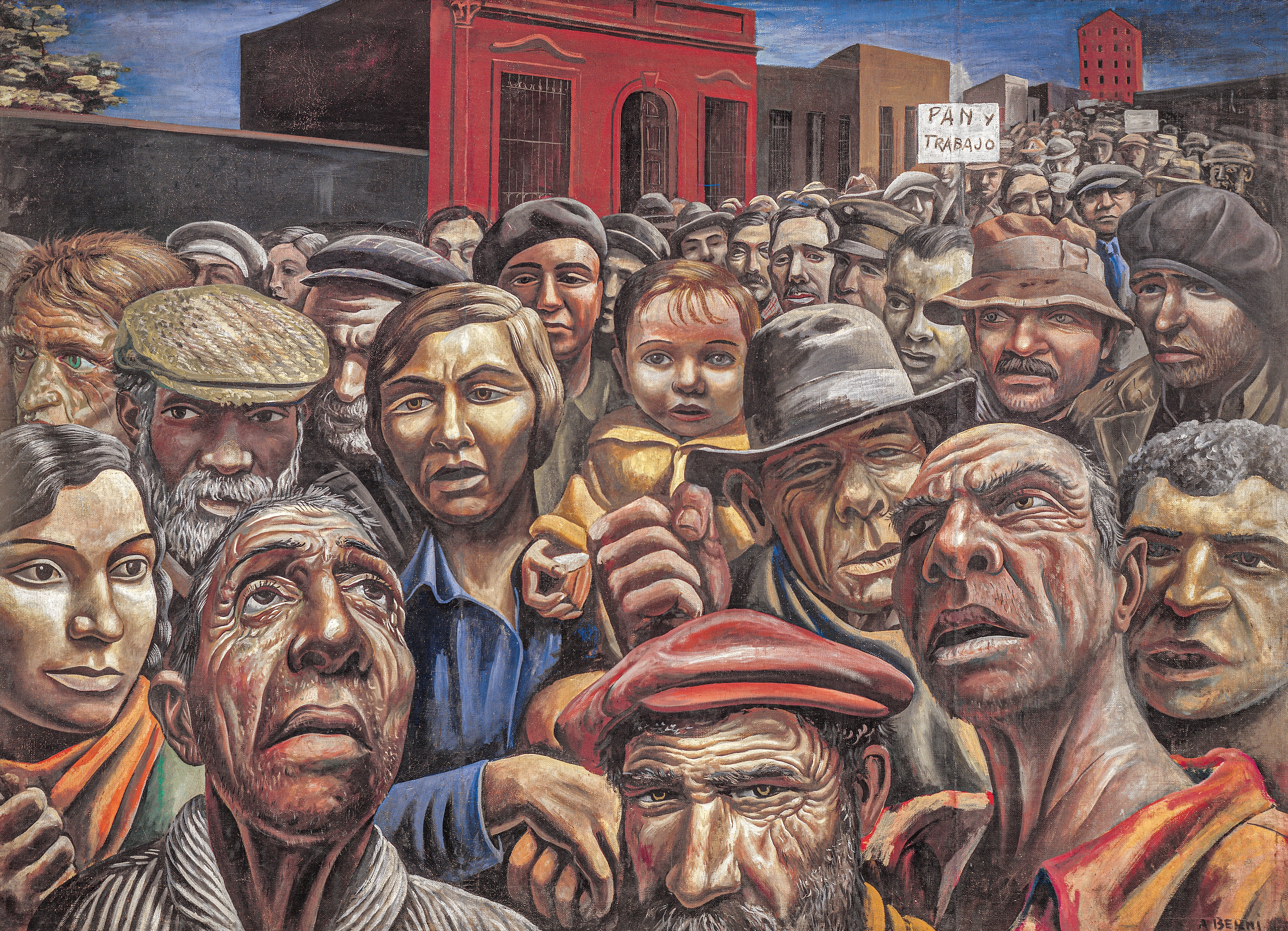 Manifestación (1934), de Antonio Berni, nacido el 14 de mayo de 1905 en Rosario, Santa Fe