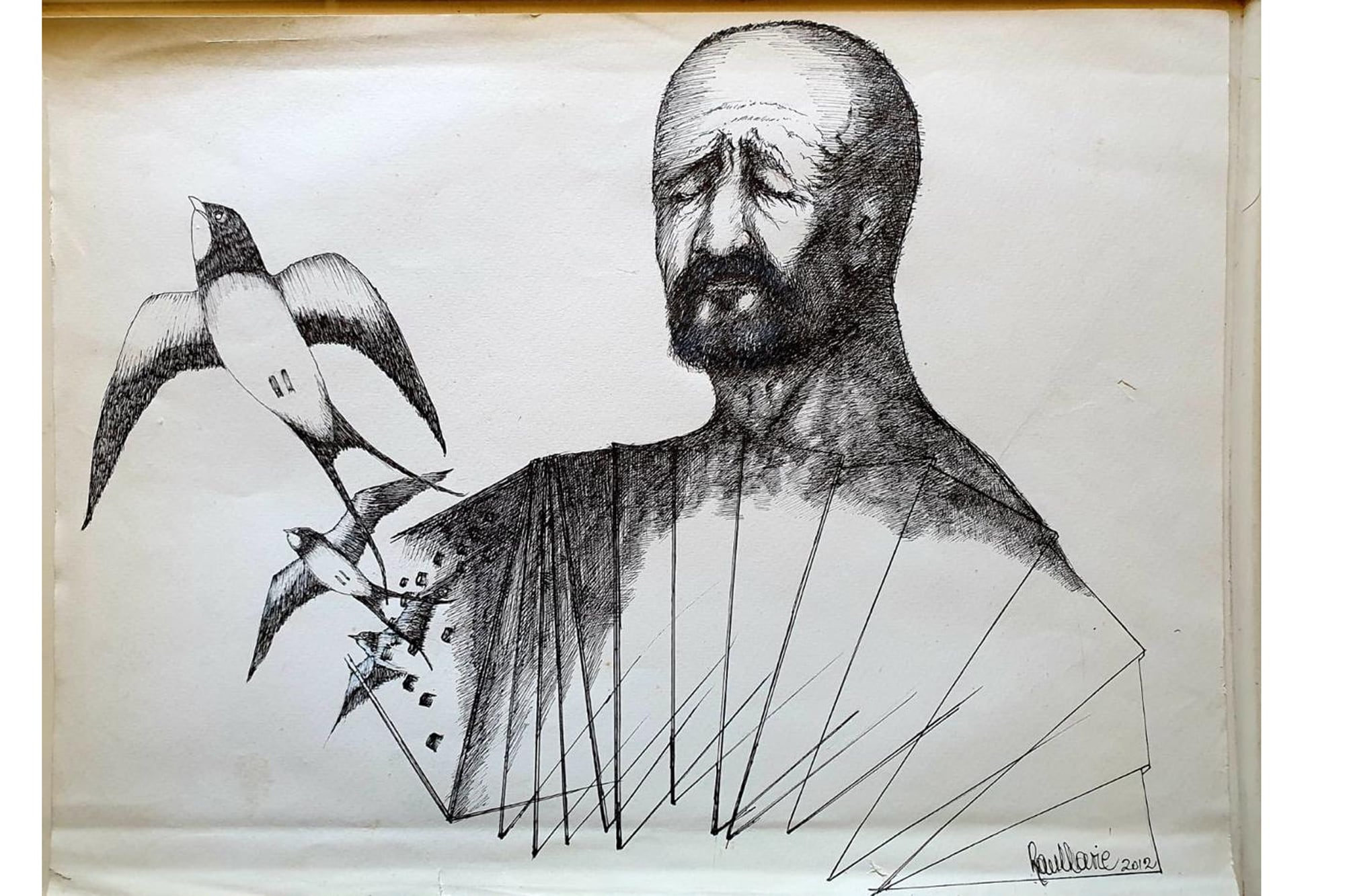 Astor Piazzolla, en una ilustración creada por Raúl Lavié