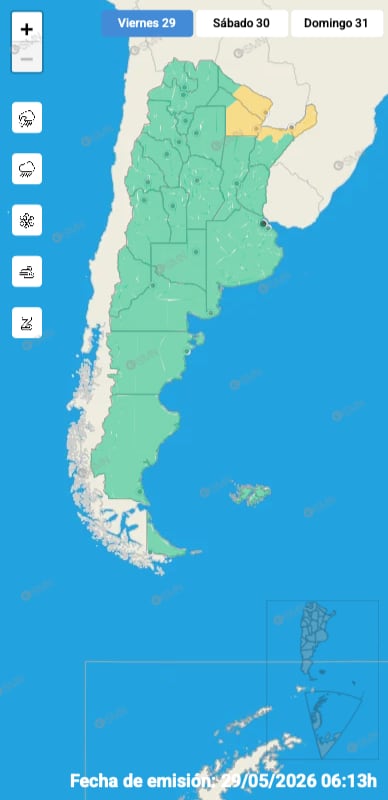 El mapa de alertas del SMN para este viernes