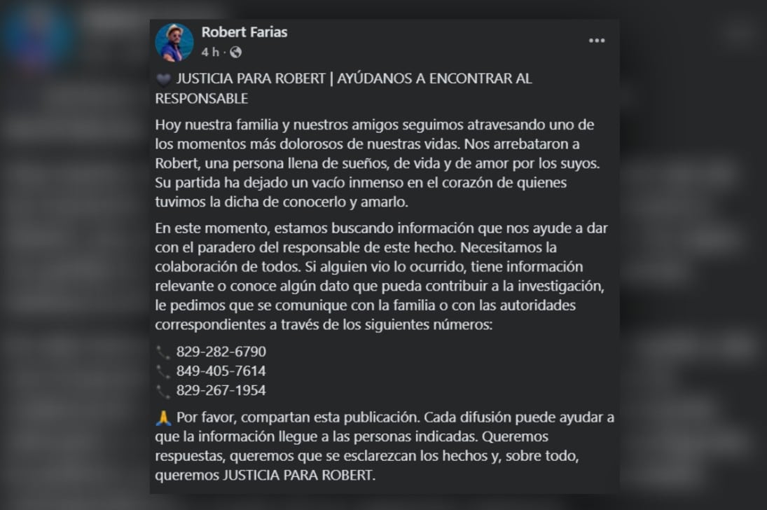 A través de una serie de posteos desde la cuenta del fallecido en Facebook, la familia de García solicitó ayuda tanto a las autoridades como a internautas para identificar al conductor del camión