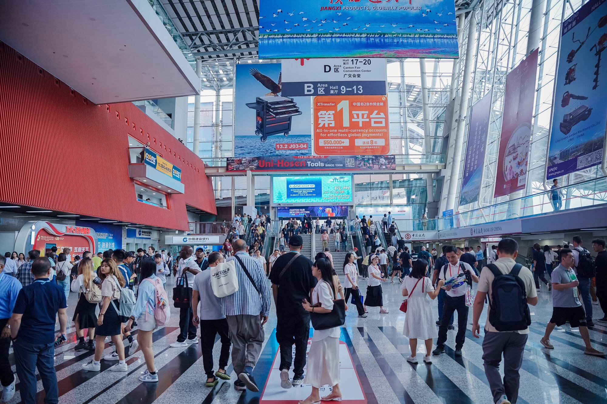 Guangzhou, China -16 October 2024: Crowded buyers and exhibitors in China international import export expo, Canton fair. One of the world's largest and most prestigious trade shows.