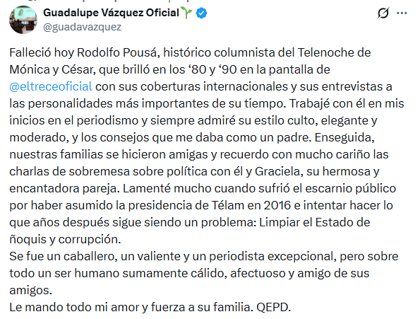 El posteo de Vázquez