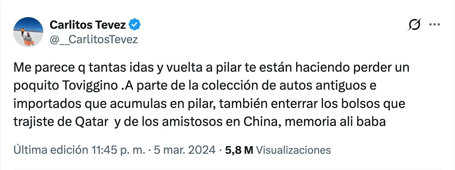 El mensaje de Carlos Tevez en marzo de 2024