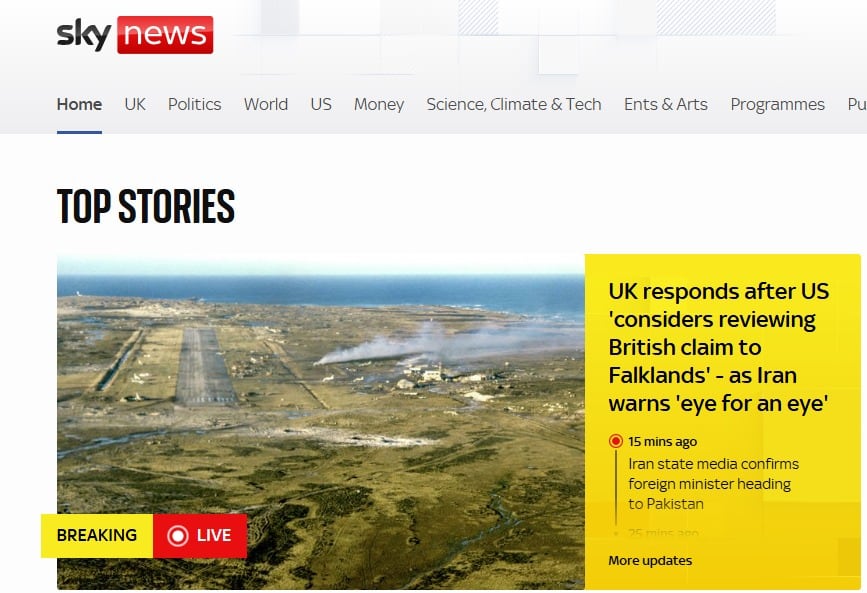 Sky News sobre el mail del Pentágono