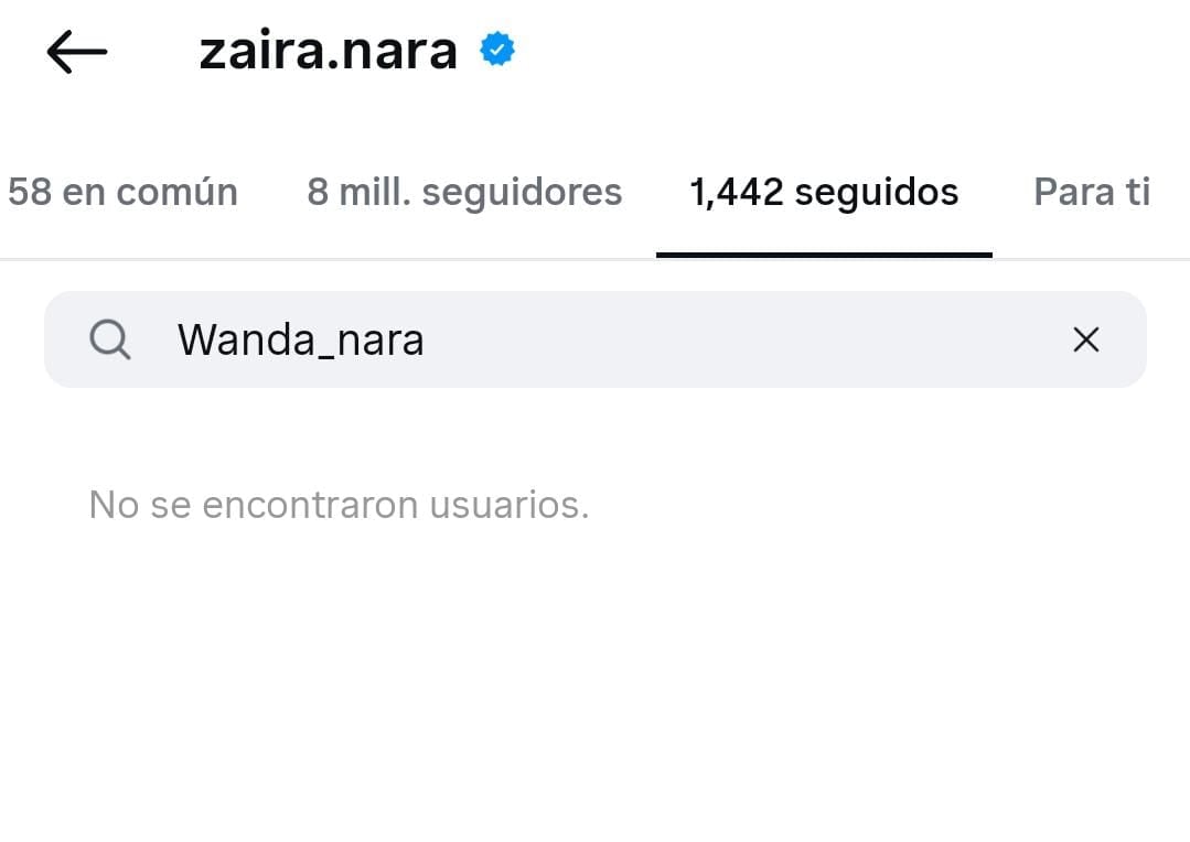 Zaira Nara dejó de seguir a Wanda en Instagram