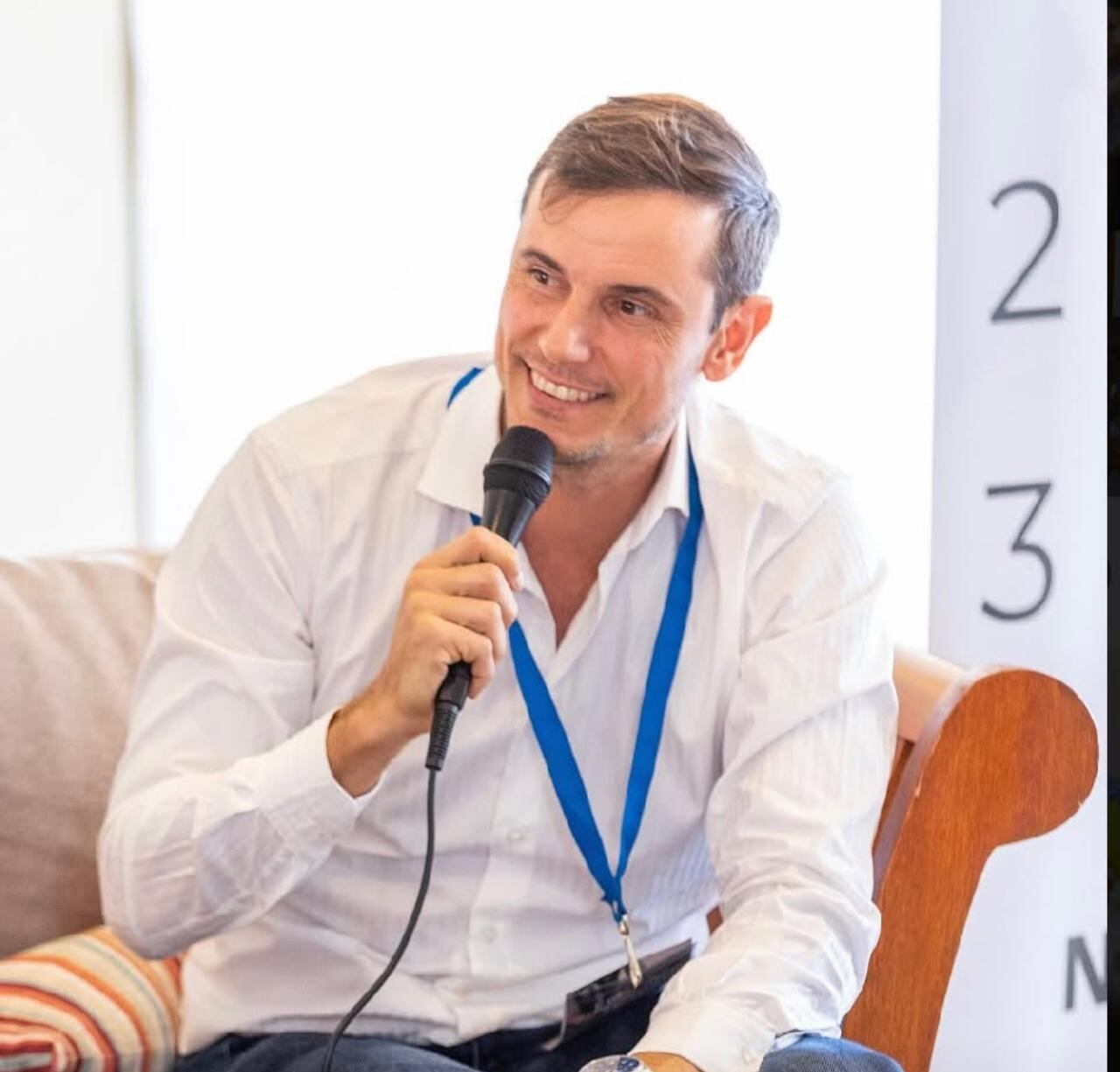 Diego Hartfield, en una de las charlas con inversores en las que suele participar.