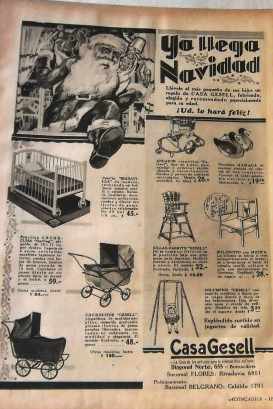 Publicidad de la Casa Gesell en la revista Aconcagua para la Navidad de 1931