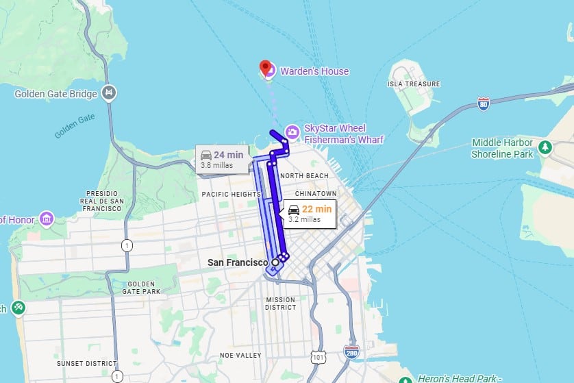 El recorrido simulado trasladaba a los pasajeros desde el centro de San Francisco hasta la isla de Alcatraz