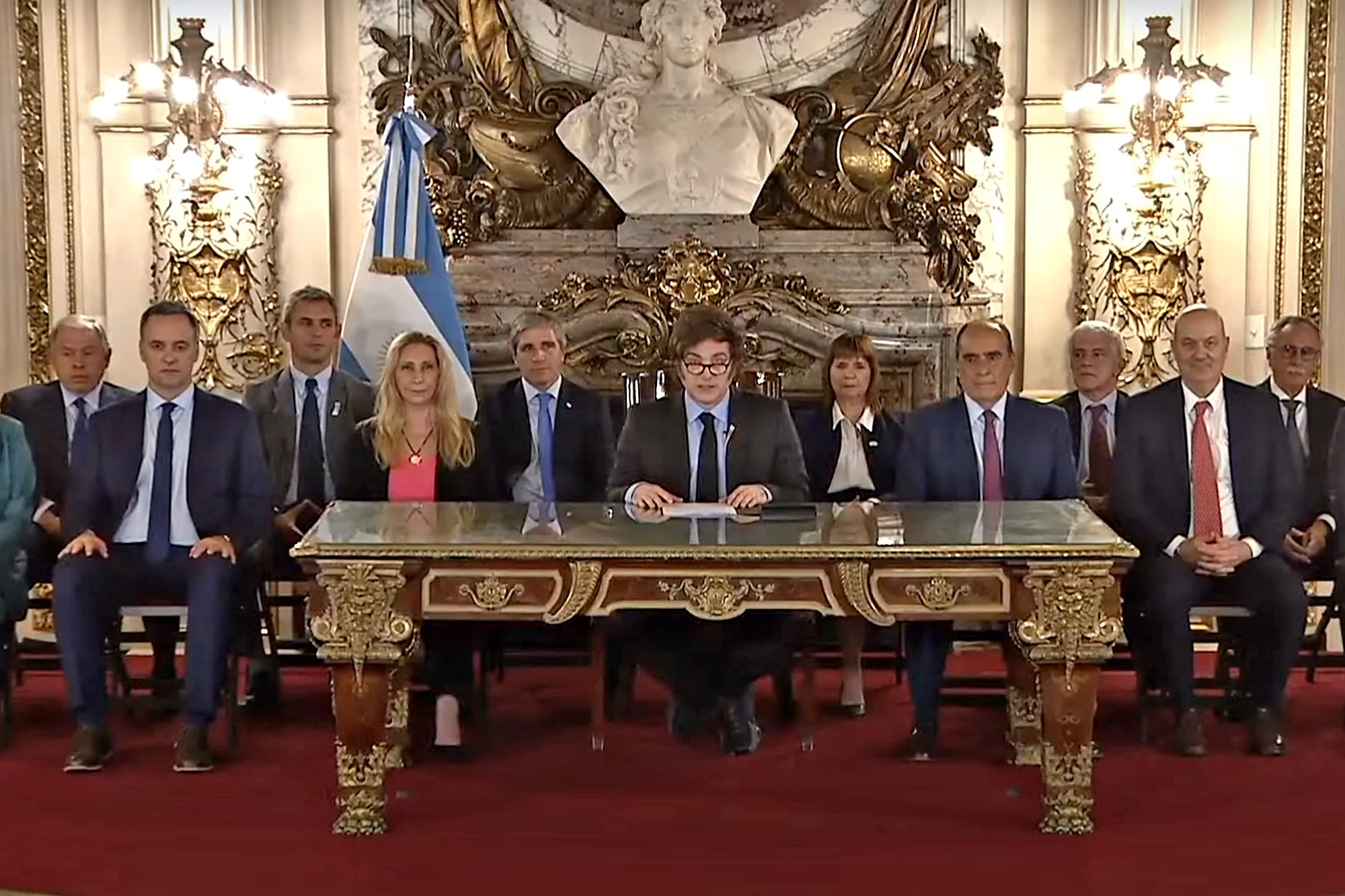El presidente Javier Milei durante la cadena nacional
