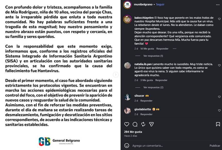 Alerta en la provincia de Buenos Aires: una niña de 10 años murió por hantavirus en General Belgrano.