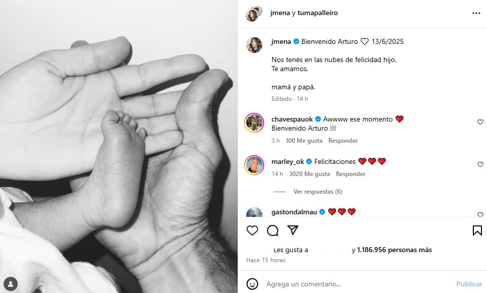 El posteo de Jimena Barón que anunció el nacimiento de Arturo