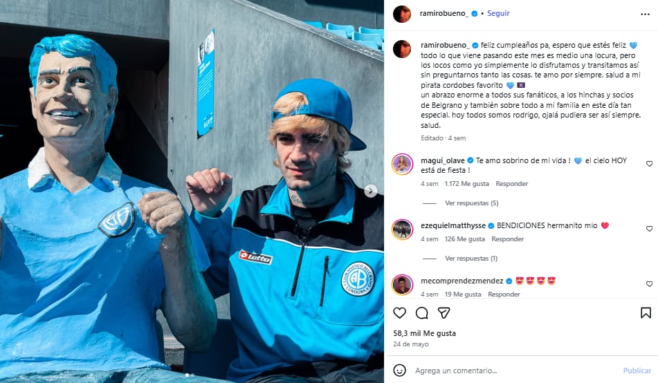 El mensaje de Ramiro el día que su padre hubiese cumplido 53 años (Foto: Instagram @ramirobueno_)
