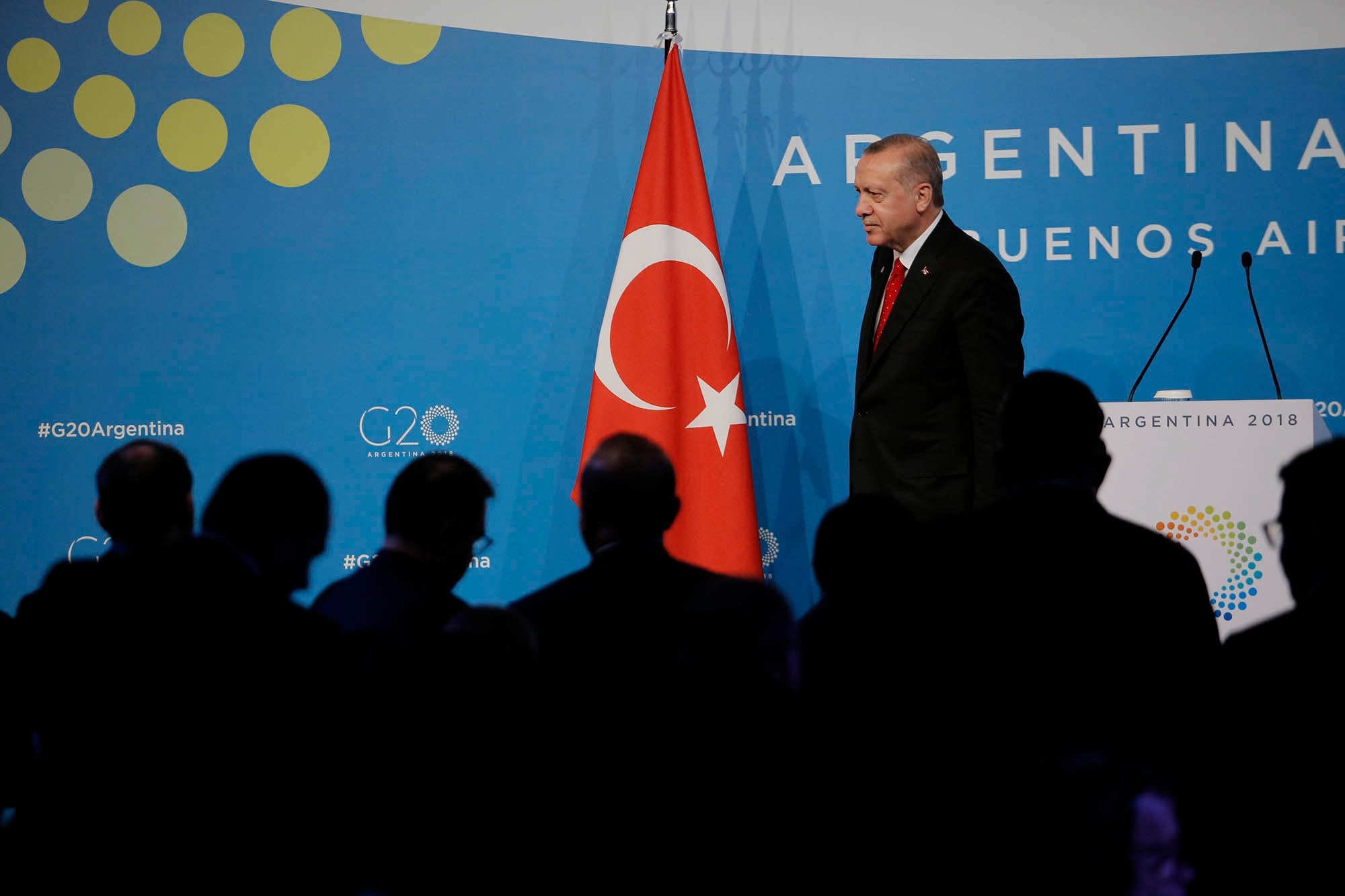 El presidente de Turquía Recep Tayyip Erdogan en el cierre de la conferencia de prensa del G20
