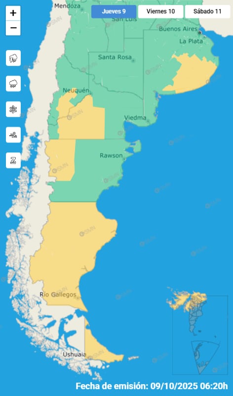 El mapa de las alertas para este jueves.