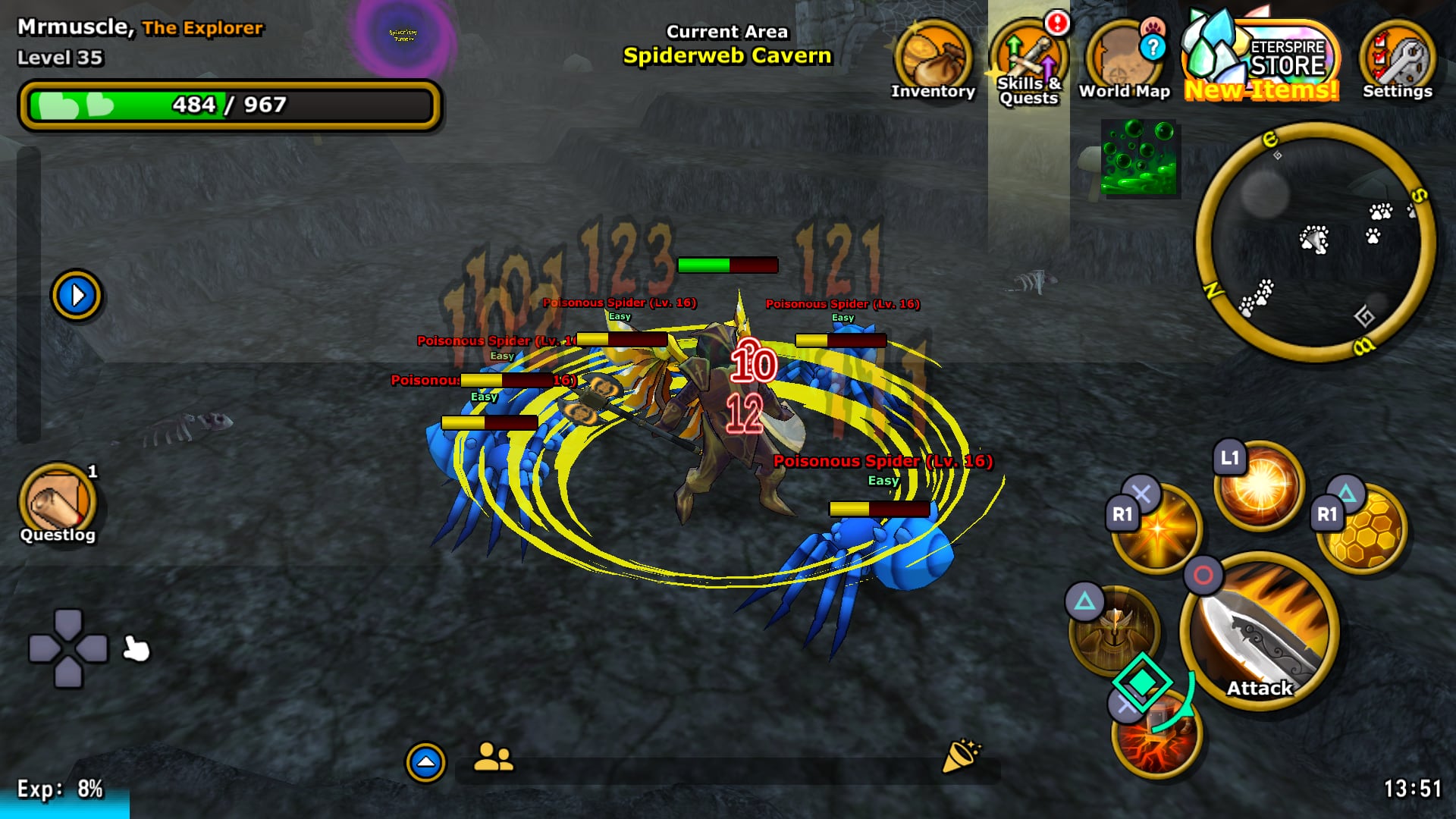 Una captura de pantalla del juego argentino Eterspire