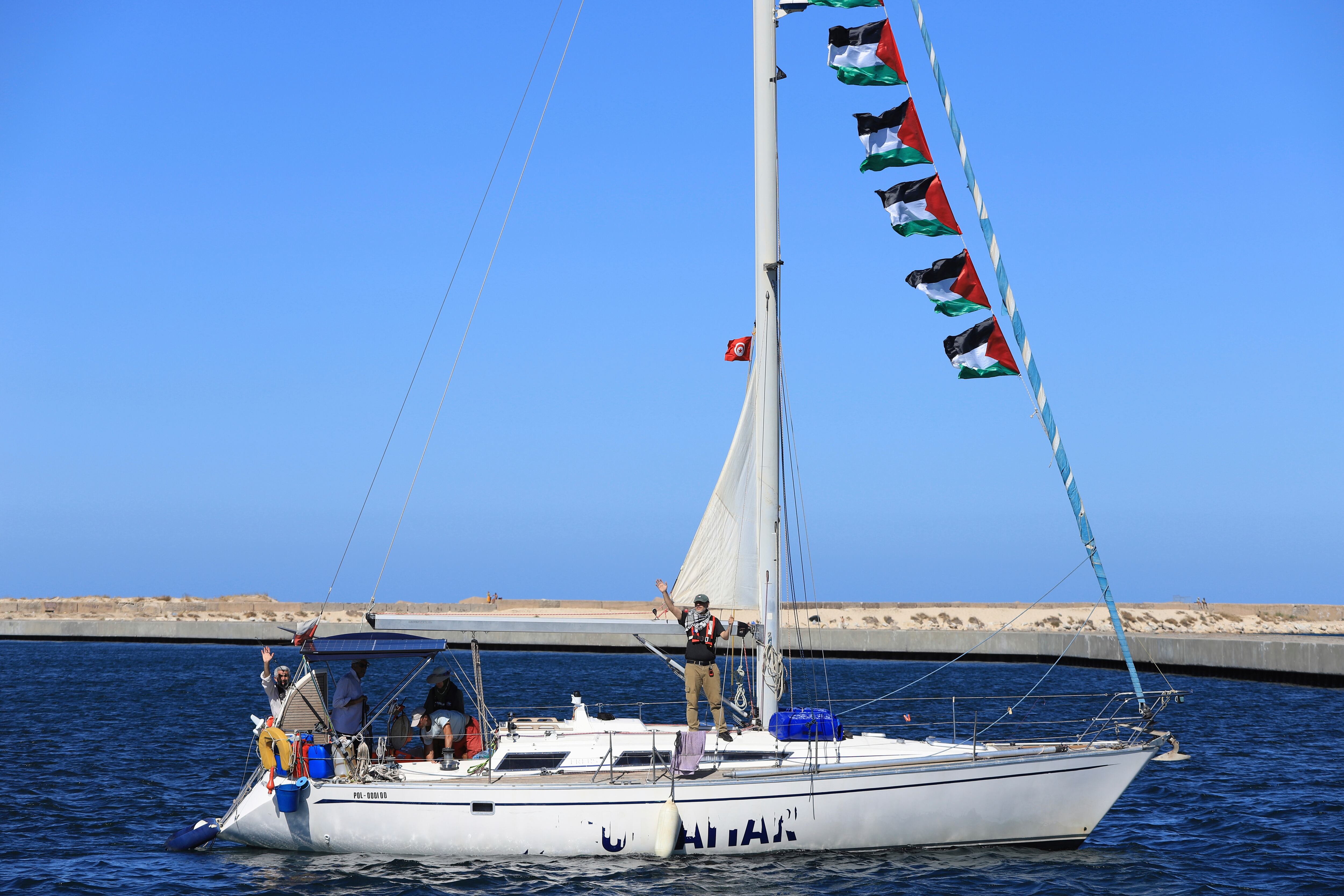 Un barco que forma parte de la Flotilla Global Sumud, en el puerto tunecino de Bizerte, el sábado 13 de septiembre de 2025