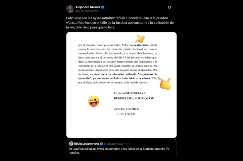 La respuesta de Alejandro Álvarez a Silvia Lospennato por la puesta en marcha de la Ley de Financiamiento Universitario