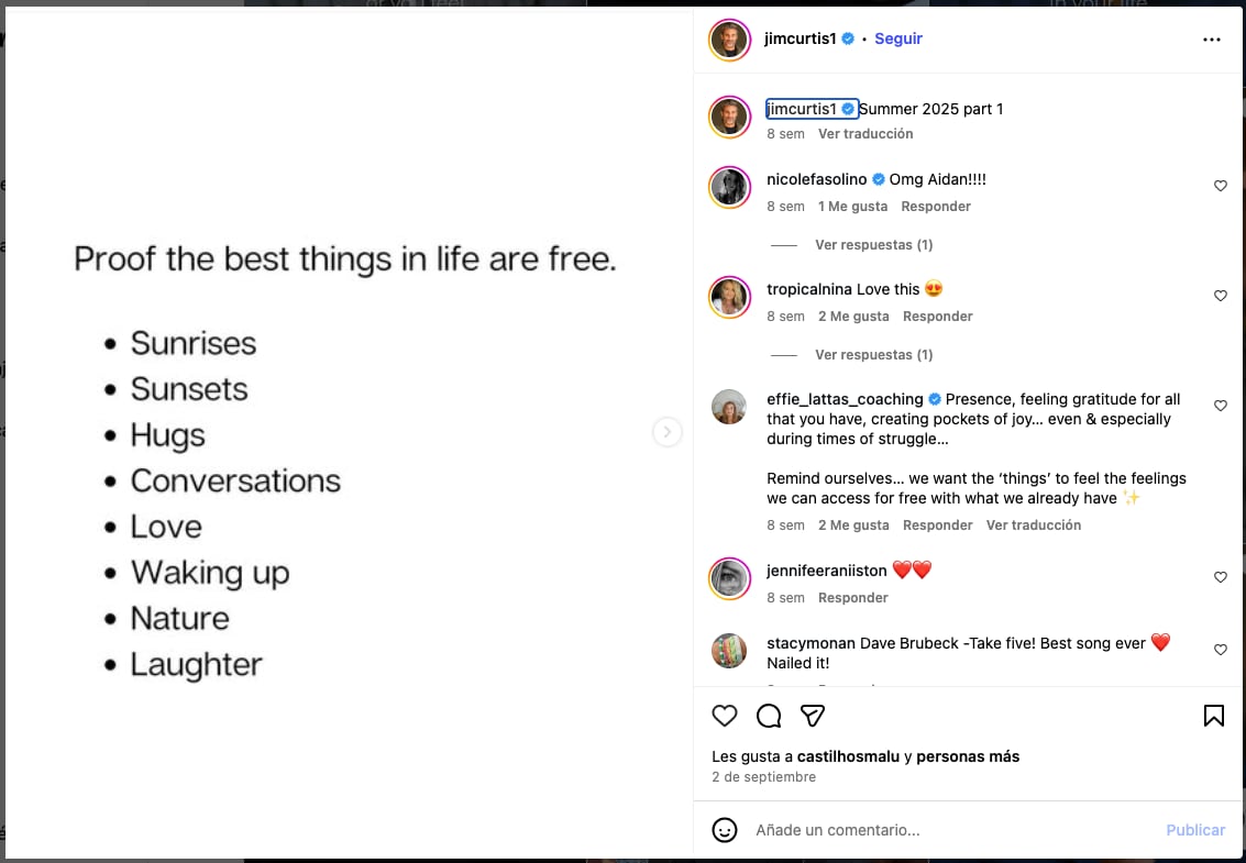 Aniston ya seguía este tipo de consejos que el influencer compartía en redes