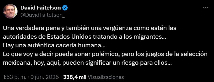 Faitelson alerta sobre riesgo para los aficionados latinos que asistan a los estadios en la Copa Oro.