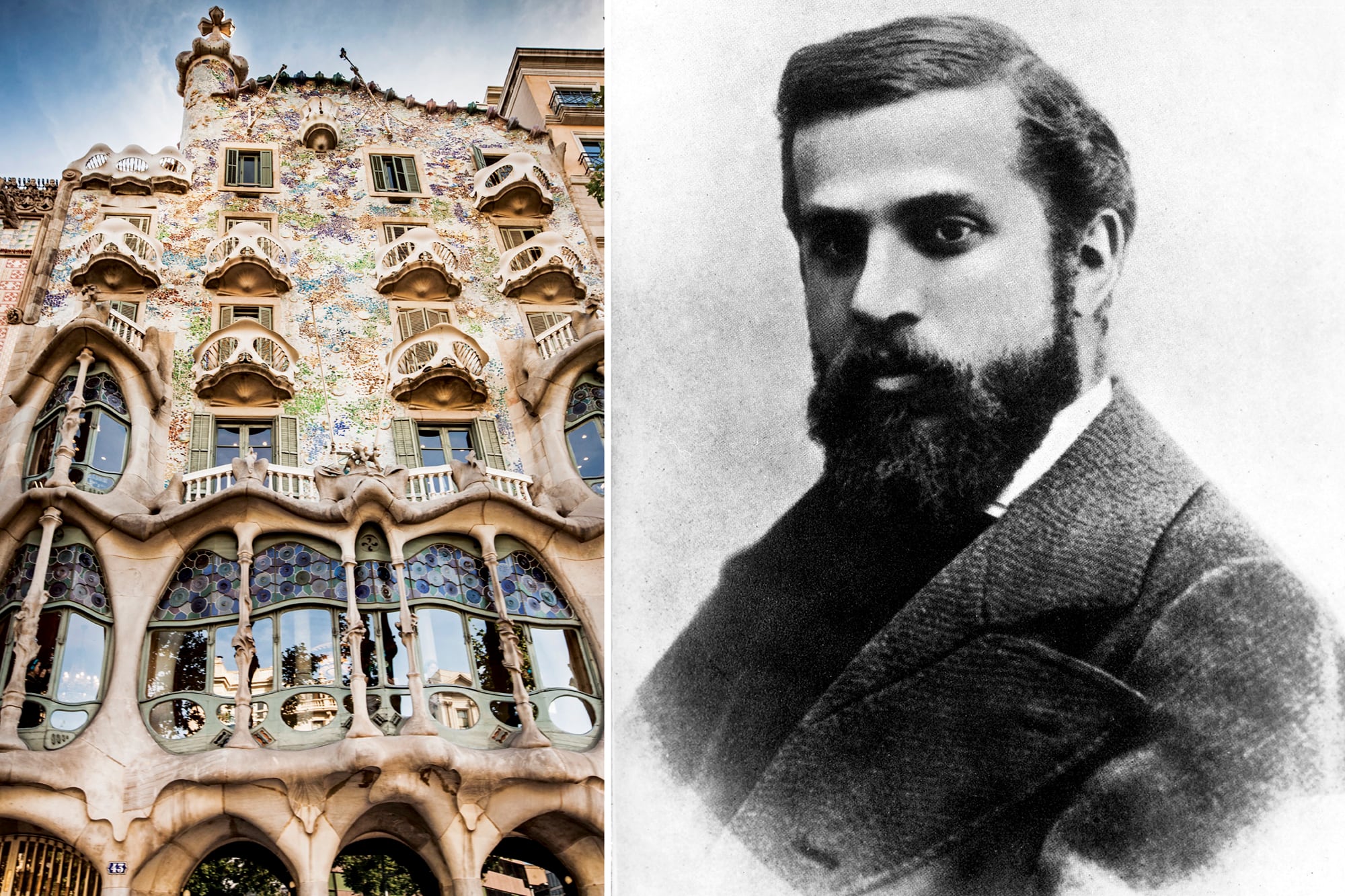La fachada completa de Casa Batlló del arquitecto Antpnio Gaudí