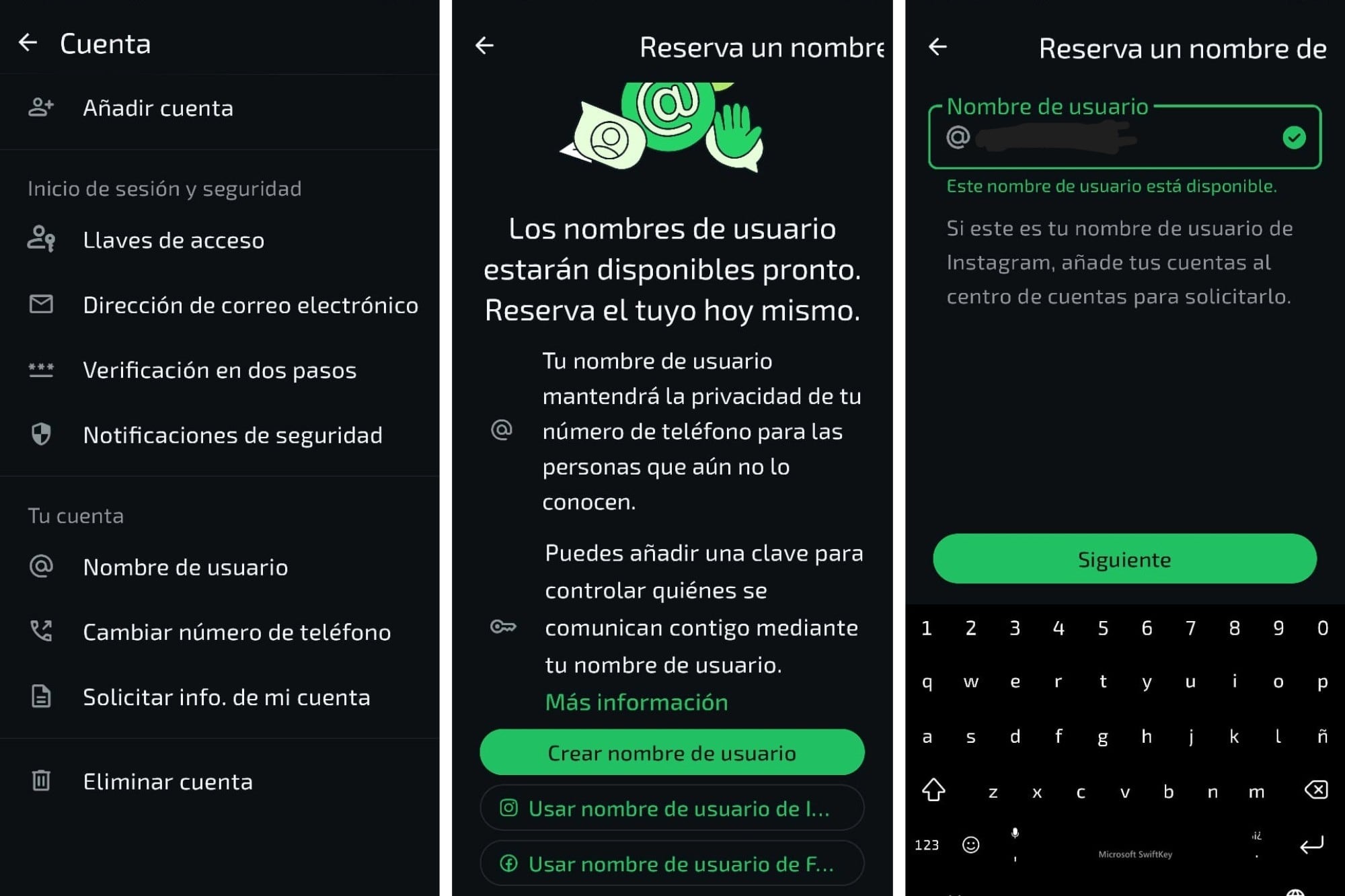 Los pasos para reservar un nombre de usuario en WhatsApp