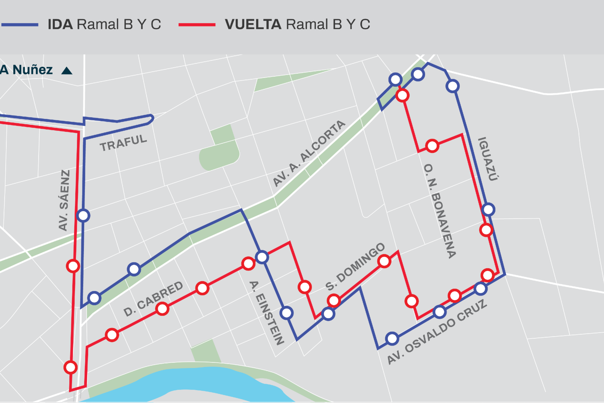 El recorrido del ramal C en la zona sur de la ciudad