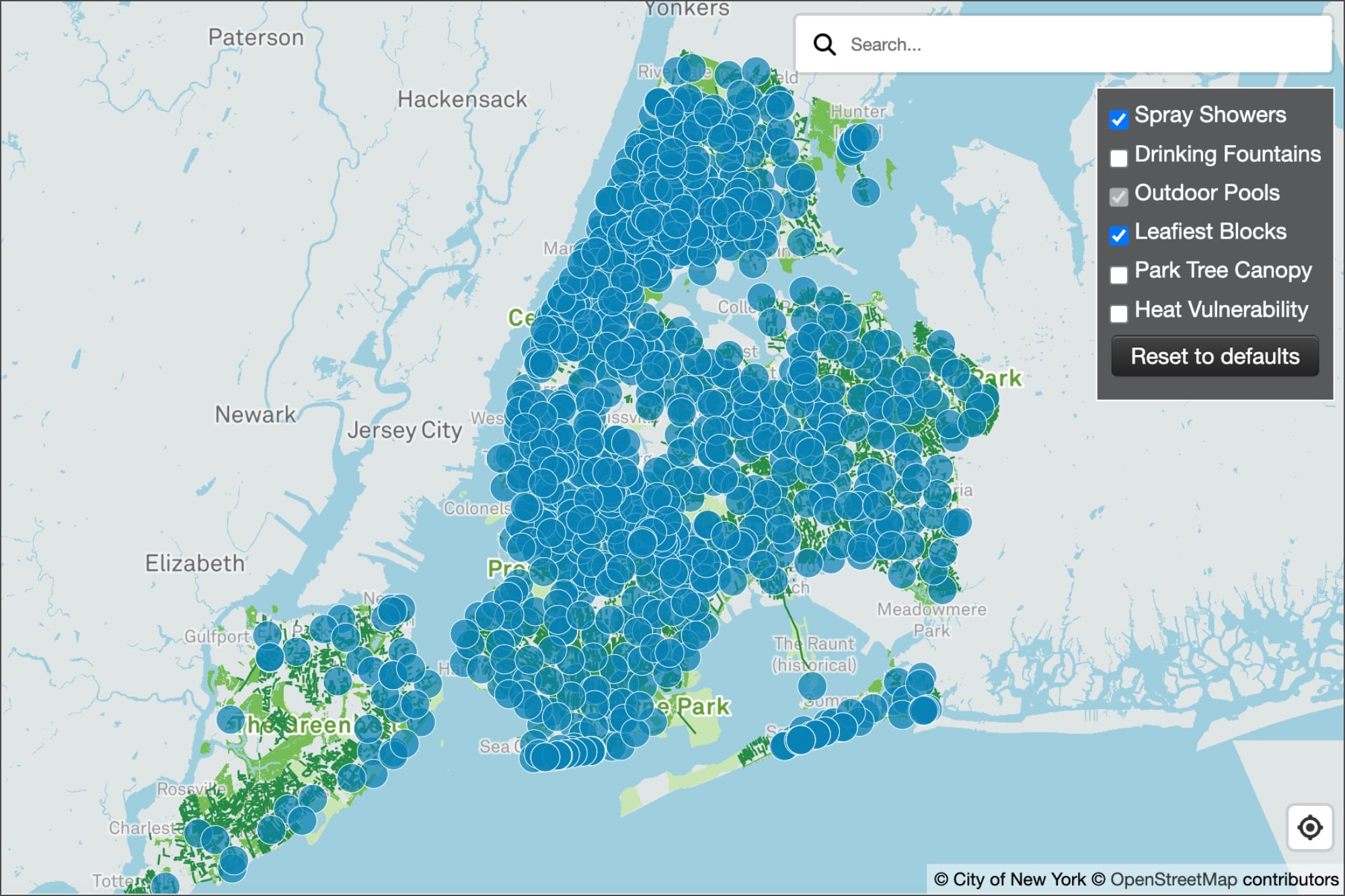 El mapa interactivo difundido por el gobierno de Nueva York durante el calor extremo permite encontrar refugios climáticos cercanos, como centros de enfriamiento municipales, bibliotecas, museos y espacios con aire acondicionado